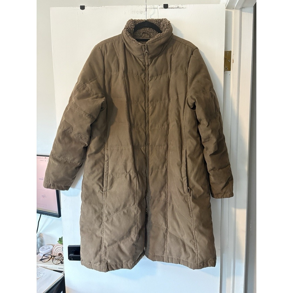 Vintage L.L.Bean quilted puffer coat Women's Size XL Goose down Filled Brown